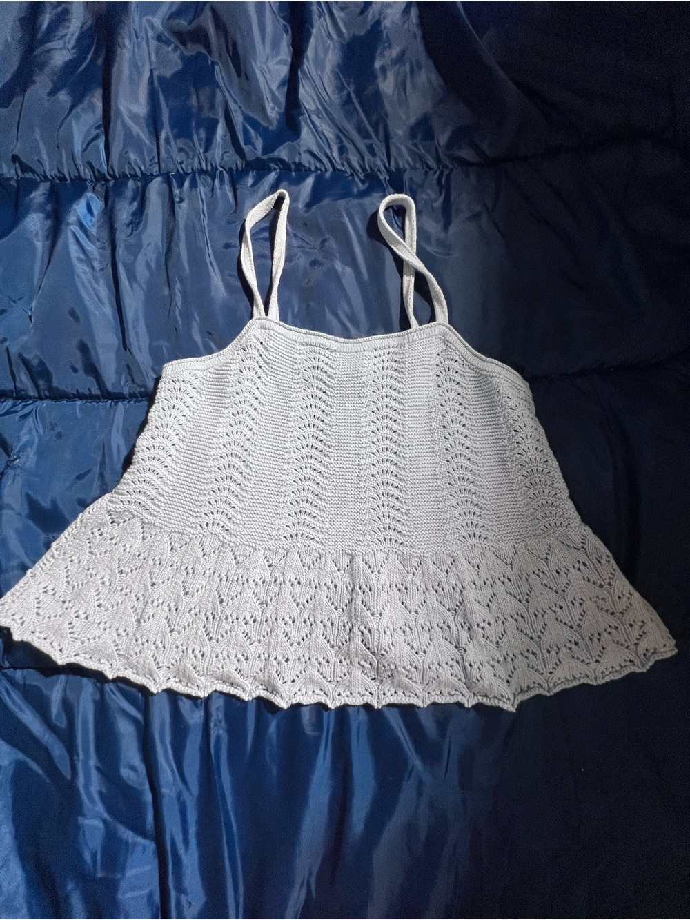 Sugar Moon Women’s XL White Crochet Spaghetti Strap Women's Tank Top